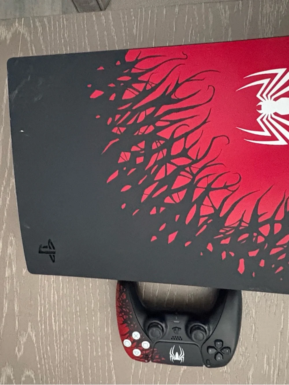 Sony PlayStation Slim Console in Black & Red Spider Graphic
